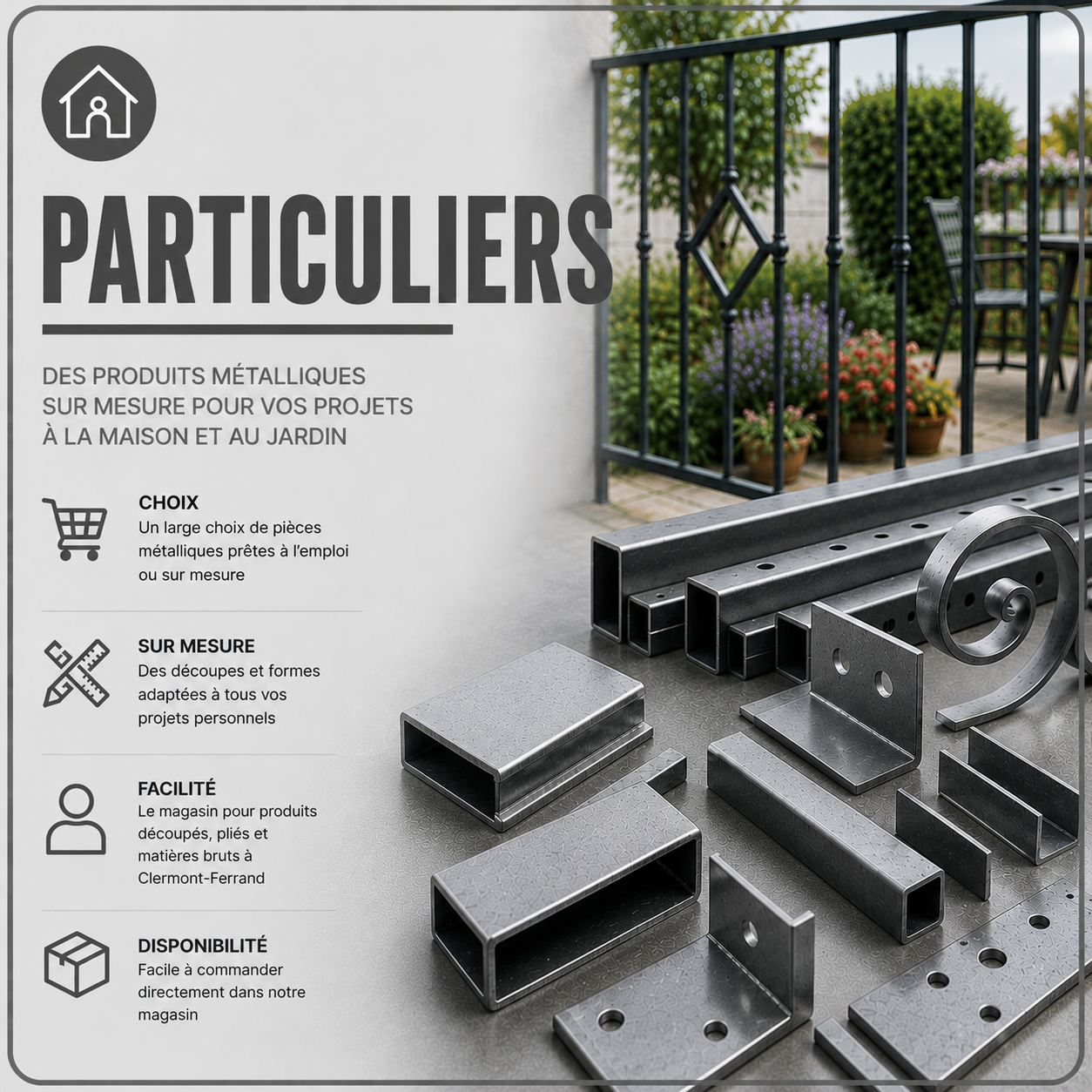 Metal sur mesure particulier acier clermont ferrand decoupe metal particulier inox sur mesure pieces metal jardin portail