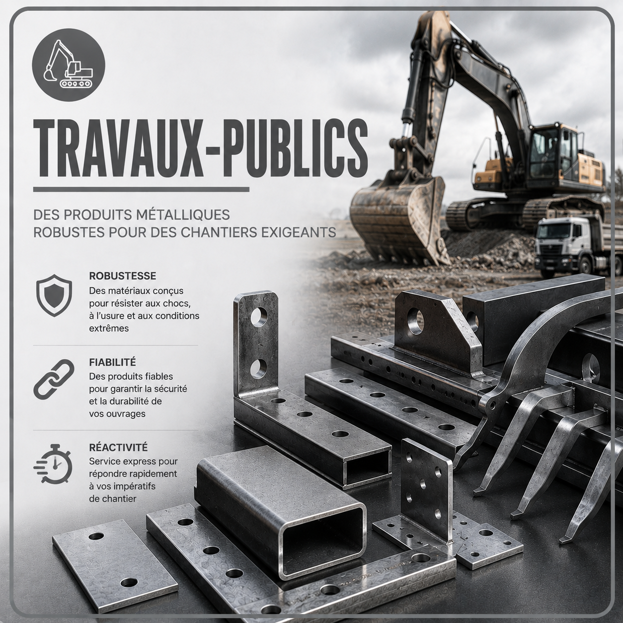 Pieces metalliques tp acier travaux publics decoupe laser chantier pliage acier tp fourniture metal clermont ferrand